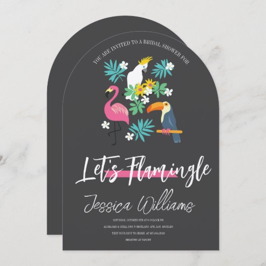 Invitation Let’s Flamingle! Tropical Bridal Shower Bash (Devant / Derrière)