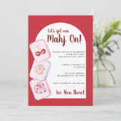 Invitation Let’s Get Our Mahj On Red Galentine’s Day (Debout devant)