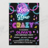 Invitation Let’s Glow Crazy disco party invite - disco ball  (Devant)