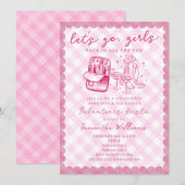 Invitation Let’s Go Girls Rustic Sardines Cocktail Galentines (Devant / Derrière)
