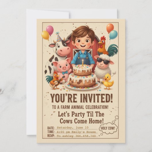 Invitation Let’s Party Til the Cows Come Home | Editable Farm (Devant)