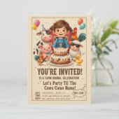Invitation Let’s Party Til the Cows Come Home | Editable Farm (Debout devant)