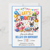 Invitation Let’s Pawty Cat 5th Birthday | Cute Kitty Birthday (Devant)