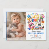 Invitation Let’s Pawty Cat 5th Birthday | Cute Kitty Birthday (Devant)