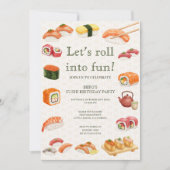 Invitation Let’s Roll into Fun! Sushi Birthday Party Invitati (Devant)