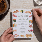 Invitation Let’s Roll into Fun! Sushi Birthday Party Invitati