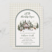 Invitation  Let The Adventure Begin Arch Gingham Baby Shower (Devant / Derrière)
