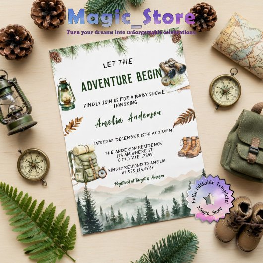 Invitation Let the Adventure Begin Baby Shower