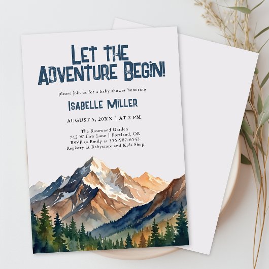 Invitation Let The Adventure Begin Mountain Boy Baby Shower 