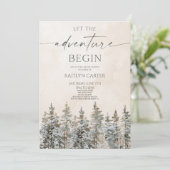 Invitation Let The Adventure Begin Pine Tree Bridal Shower (Debout devant)