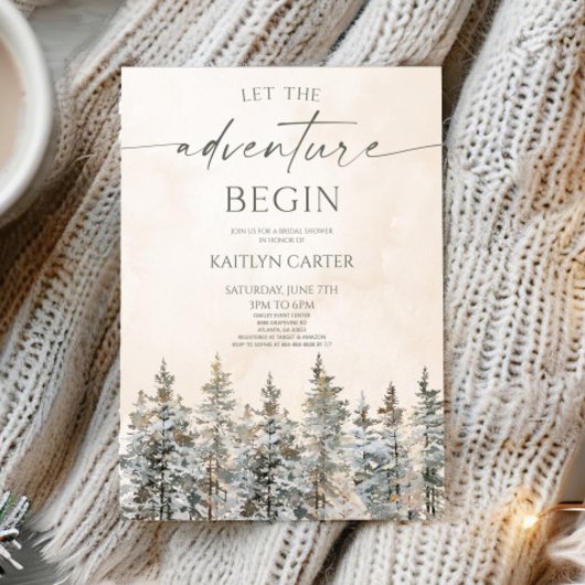 Invitation Let The Adventure Begin Pine Tree Bridal Shower