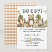 Invitation Let the Adventure Begin Woodland Baby Shower (Devant / Derrière)