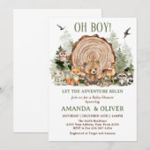 Invitation Let the Adventure Begin Woodland Boy Baby Shower (Devant / Derrière)