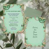 Invitation Let The Good Times Roll Mardi Gras Mask Beads Fun 