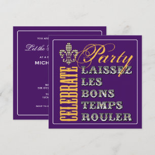 Invitation Let the Good Times Roll Party Purple