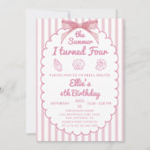 Invitation L'été où j'ai eu quatre ans Rose côtier 4e anniver (Devant)