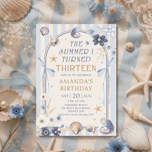Invitation L'été où j'ai eu treize ans Anniversaire côtier