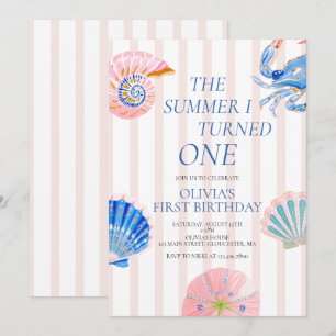 Invitation L'été où j'ai eu un an Premier anniversaire côtier