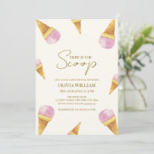 Invitation L'été rose Voici le Baby shower de glace Scoop (Debout devant)