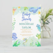 Invitation L'été sous le Baby shower bleu de la mer (Debout devant)