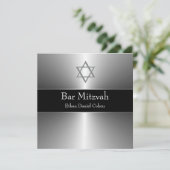 Invitation L'étoile d'argent noire de David Bar Mitzvah (Debout devant)