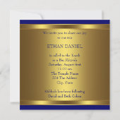 Invitation L'étoile d'or bleu de la marine David Bar Mitzvah (Dos)