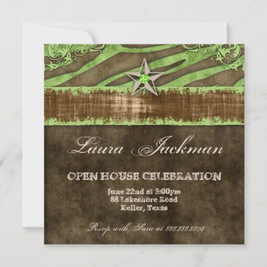 Invitation L'Étoile Occidentale Lime Grad Zebra Suede (Devant)