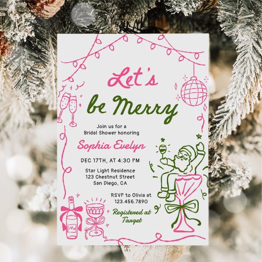 Invitation Let's be Merry Christmas Bridal Shower