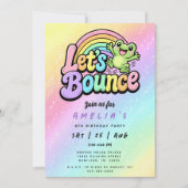Invitation Let's Bounce Frog Rainbow Birthday Party (Devant)