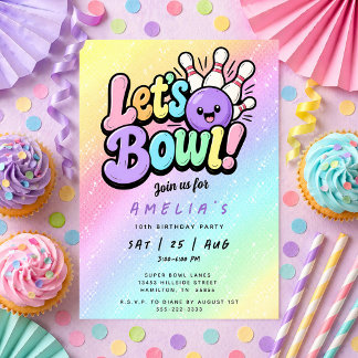 Invitation Let's Bowl Bowling Kids Birthday Party
