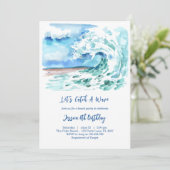 Invitation Let's Catch A Wave Surfing Beach Boy Birthday (Debout devant)