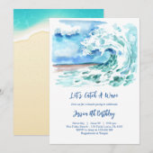 Invitation Let's Catch A Wave Surfing Beach Boy Birthday (Devant / Derrière)