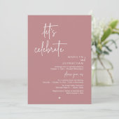 Invitation Let's Celebrate, Minimal Modern Wedding Reception (Debout devant)