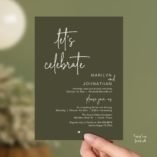 Invitation Let's Celebrate, Minimal Modern Wedding Reception