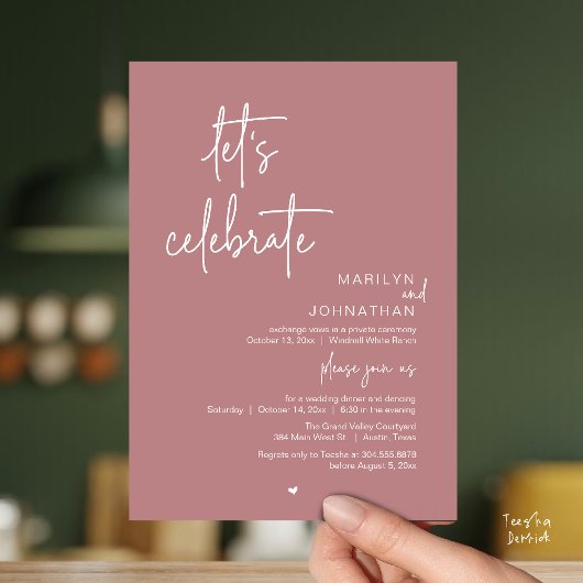 Invitation Let's Celebrate, Minimal Modern Wedding Reception