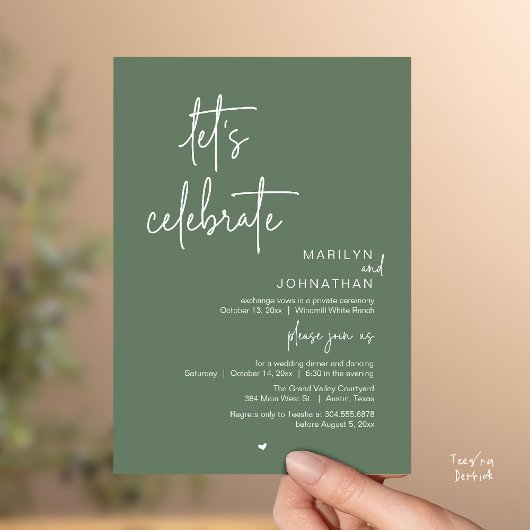 Invitation Let's Celebrate, Minimal Modern Wedding Reception