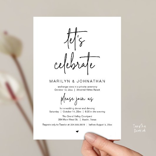 Invitation Let's Celebrate, Modern Minimal Wedding Reception
