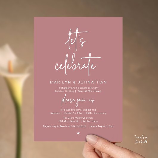 Invitation Let's Celebrate, Modern Minimal Wedding Reception