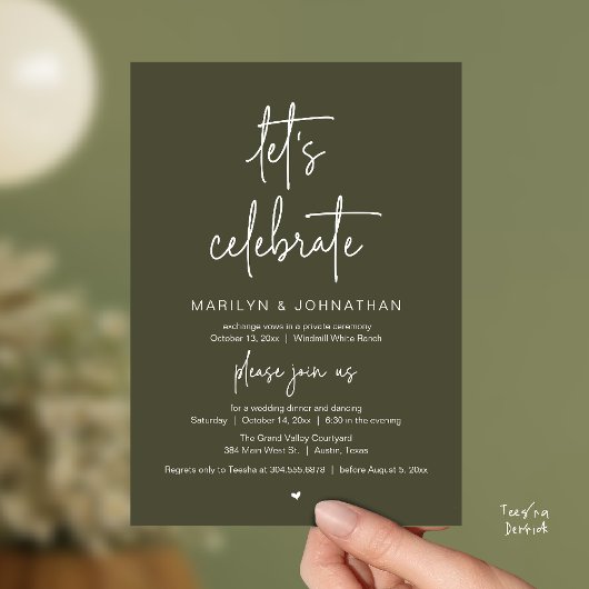 Invitation Let's Celebrate, Modern Minimal Wedding Reception