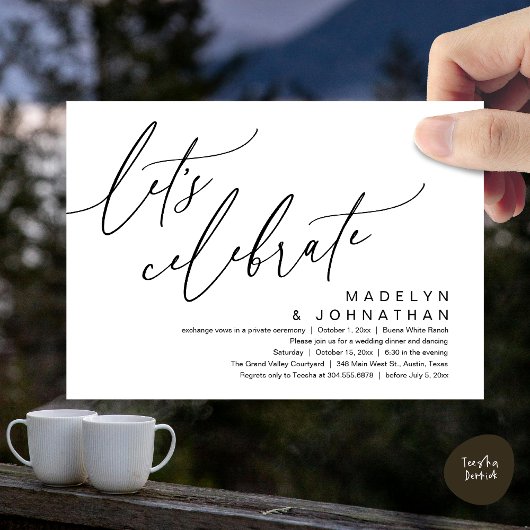 Invitation Let's Celebrate, Romantic Wedding Elopement Party