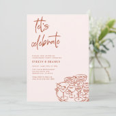 Invitation Let's Celebrate Whimsical Doodle Engagement Party (Debout devant)
