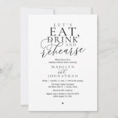 Invitation "Let's eat, drink and rehearse", Rehearsal Dinner (Devant)