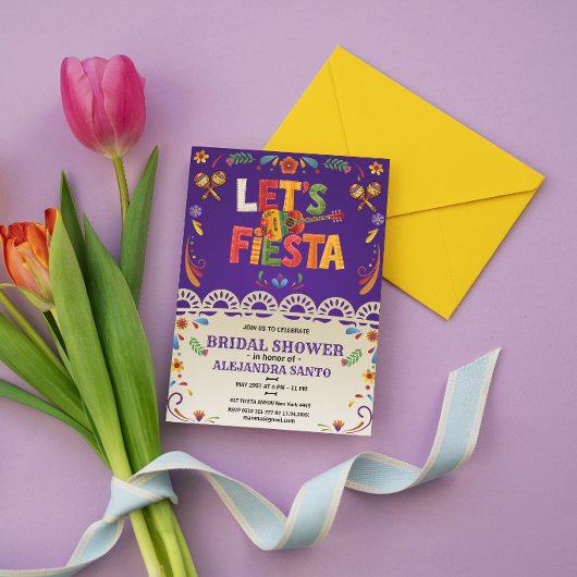 Invitation Let's Fiesta Bridal Shower Mexican Floral