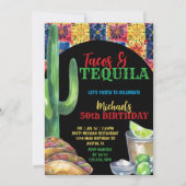 Invitation Let's Fiesta Tacos & Tequila Mexican 50th Birthday (Devant)