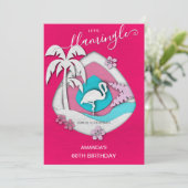 Invitation Let's Flamingle Tropical Flamingo 60th Birthday (Debout devant)