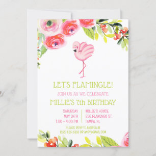 Invitation Let's Flamingle! Tropical Flamingo Birthday Party