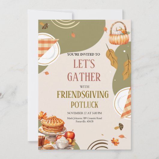 Invitation Let's Gather Friendsgiving Potluck Thanksgiving (Devant)
