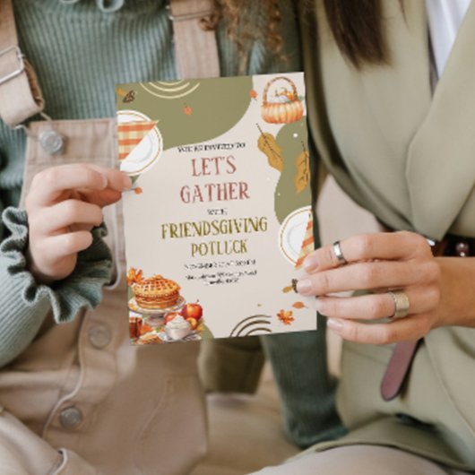 Invitation Let's Gather Friendsgiving Potluck Thanksgiving