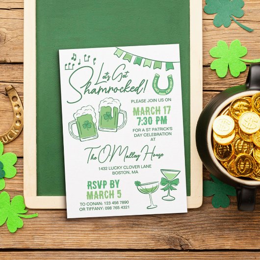 Invitation Let's Get Shamrocked St Patrick's Day Party