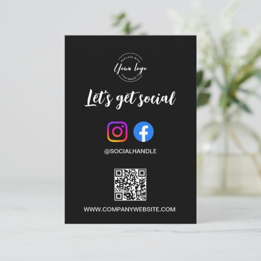 Invitation Let's Get Social Media website Custom logo QR code (Debout devant)